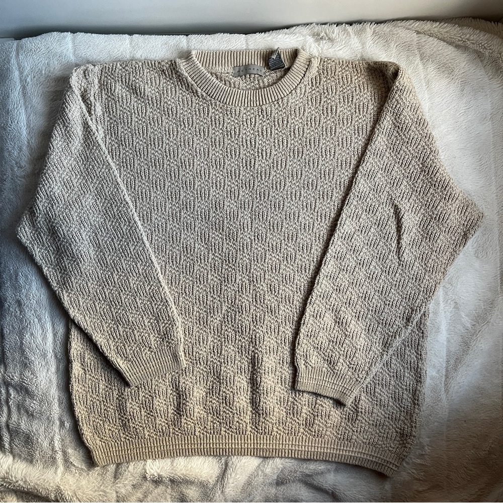 Vintage Beige Textured Knit Crewneck Sweater from Retreat - Men’s Large